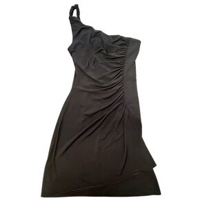 Manoukian One Shoulder Black Mini Dress